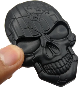American Flag Skull Emblem Decal Auto, Truck, Motorcycle Zinc Alloy (Black) - Picture 1 of 11