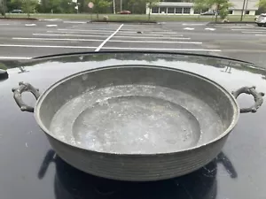 Antique German Pewter Fish Handle Bowl Dish 14” Dia Has “JS Kron 1806” Engraved - Picture 1 of 4