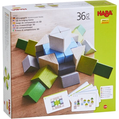 HABA 3D-Legespiel Würfelmosaik Nordic Holz Steckspiel Stapelspiel Art. 305461 - Bild 1 von 4