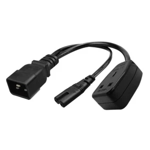IEC320 C20 to C7+UK Y Splitter Power Cord 1FT Power Extension Adapter Cable - Picture 1 of 6