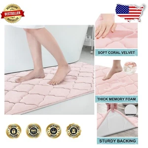 Comfortable 47x32 Pink Bath Mat with Non-Slip Backing & Machine Washable Care - Picture 1 of 10