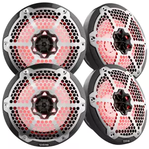 4x DS18 8" Marine Speakers - CF8 125 Watts Rms 4-ohm Carbon Fiber with LEDS - Picture 1 of 8
