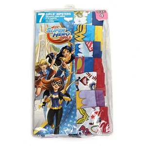 New DC Super Hero Girls 7 Girls Cotton Underwear Hipsters Panties Pack Size 4 - Picture 1 of 4