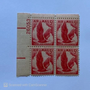 US STAMP BKL  OF 4 	AIR MAIL 5 CENTS US POSTAGE, RED EAGLE 	PL #	,,  - Picture 1 of 1