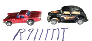 MATTEL HOTWHEELS REAL RIDER BLACK '40's FORD 2-DOOR 1983 & '57 RED T-BIRD 1982 - Picture 1 of 13