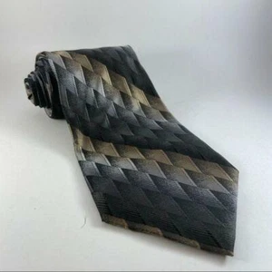 Corbata Crazy Horse 100% Seda A Claiborne Company ombre geométrica gris negro crema - Imagen 1 de 8
