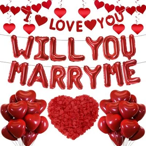 Will You Marry Me Decorations - 46 Pcs Proposal Decorations Including Heart Lat - Picture 1 of 7