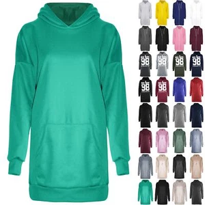 Ladies Womens Hooded Oversized Baggy Long Sleeve Fleece Hoodie Sweatshirt Dress - Picture 1 of 30