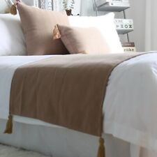 Chenille Tassel Bed Runner Solid Color Soft Throw Bedspread Bedding Scarve Decor