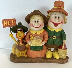 Thanksgiving Pilgrims VTG Goofy Turkey Hand Painted Table Centerpiece Loveable - Picture 1 of 11