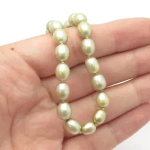 925 Sterling Silver Real Pearl Ball Chain Necklace 16" - Picture 1 of 7