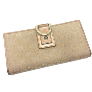 GUCCI 141412 GGCanvas NEW ABBEY Bifold Long Wallet Pink Beige - Picture 1 of 9