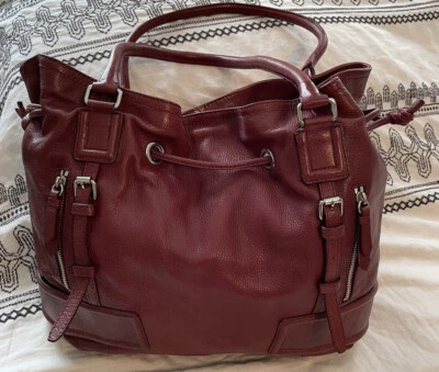 COLE HAAN Burgundy Leather Large Hobo Handbag Purse Bag-NICE - Image 1 of 4