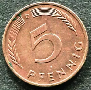 COIN - GERMANY Federal Bundes Republik - FIVE 5 PFENNIG - KM#107 - 1989D - (C83) - Picture 1 of 7