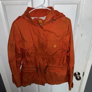 Burberry Wendy Packable Jacke Damen Gr. M Orang verdeckter Full Zip Regenmantel - Bild 1 von 5