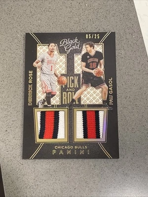 Derrick Rose 2015 oro negro Pau Gasol Pick and Roll ¡¡Prime!! #3 USADO EN EL JUEGO /25 Foto 1 de 2