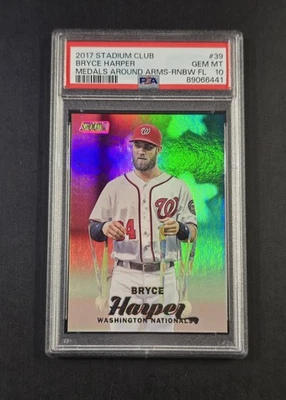 2017 Stadium Club Bryce Harper Rainbow Foil /25 PSA 10 Pop 1 #39 - Image 1 of 4