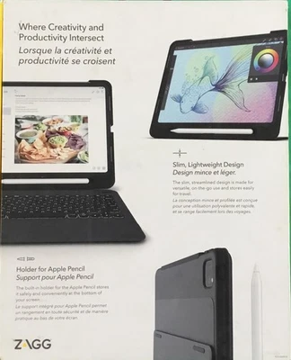 Teclado Zagg Slim Combo Book Go retroiluminado ultra delgado + estuche iPad Pro soporte de 11 pulgadas Foto 1 de 4