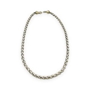 David Yurman Sterling Silver & 14K Yellow Gold 6mm Wheat Chain Necklace, 17” - Picture 1 of 8