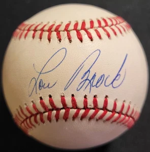 LOU BROCK IP AUTOGRAPHED SIGNED OMLB BASEBALL ST LOUIS CARDINALS MLB HOF - Picture 1 of 2