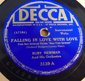 Ruby Newman - Falling in Love with Love / Jalousie (1940) Decca 3139 78, VGVG+VG - Imagen 1 de 5