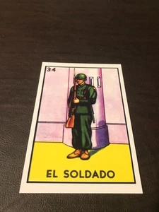 NEUE UNBESPOSTTE KUNST 4 X 6 POSTKARTE - EL SOLDADO # 34 - MEXIKANISCHE LOTERIEN - Bild 1 von 2