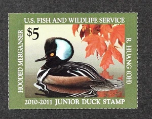 U.S. 2010 #JDS18 $5 Junior Duck Stamp, Hooded Merganser Mint NH - Picture 1 of 1