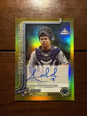 2025 Pro Debut Topps Juan Flores Gold Foil Auto 38/50 Dust Devils - Image 1 of 4
