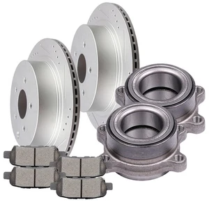 Rear Drilled Brake Rotors & Wheel Hub Ceramic Pads For Nissan Murano 2003-2018 - Picture 1 of 12
