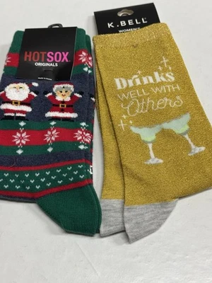 Christmas Socks Hot Sox Originals HOTSOX & K. Bell Drinks Well With Others Socks - Image 1 of 4