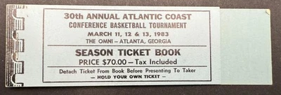 1983 ACC Tournament Empty Basketball Ticket booklet - Michael Jordan NC State - Image 1 of 3