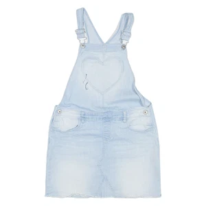 OSHKOSH Girls Dungaree Dress Blue Denim Sleeveless Short M - Picture 1 of 6