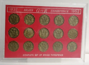 1937 -1952 George VI of Brass Threepence includes 1946 & 1949 - Picture 1 of 2