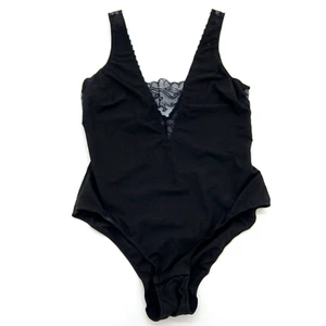 & Other Stories Black Lace Bodysuit Size 6 Peek A Boo V Neck Teddy Pin Up Retro - Picture 1 of 9