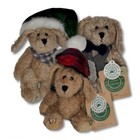 3 Boyds Bears "INDY" Puppy Dog 6" Plush Lot Christmas Hat Stuffed Animal Bundle