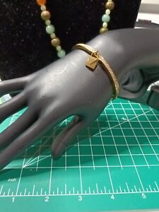 Michael Kors Color Crush Gold Tone Pave Stone Bangle Bracelet/ Charm 