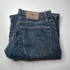 Wrangler Straight Denim Jeans Mens Size 33 Waist Blue Casual Style Fashion Fit