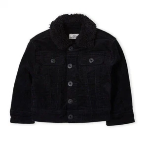 ADRIANO GOLDSCHMIED NUEVA $75 Cuello Sherpa Chaqueta de Pana Negra Bebé 12M - Imagen 1 de 4