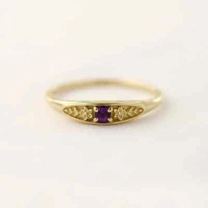 February birth ring, birthstone ring, amethyst ring, gemstone ring, violet ring - Picture 1 of 9