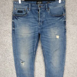 SUPERDRY LOOSE MEN'S JEANS W31 L30 DENIM DISTRESSED JAPAN WIDE LEG STRETCH - Picture 1 of 9