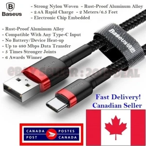 Baseus 2 MÈTRES TYPE-C NYLON TISSÉ RAPIDE TÉLÉPHONE ANDROID/TABLETTE CHARGE/SYNCHRONISATION CÂBLE - Photo 1 sur 14