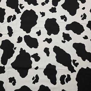 Cow Print Fabric Traditions Remnant Dalmatian Black White Spots Material 1992 - Picture 1 of 13