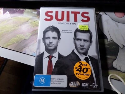 Suits: Season 2 DVD (Region 4, 2014, 4 Disc Set) VGC, Brand New - Image 1 of 2