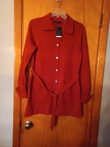 Maglione cardigan nuovo con etichette BCBGMAXAZRIA con bottoni a bacche cinesi manica lunga 2 punti L - Foto 1 di 9