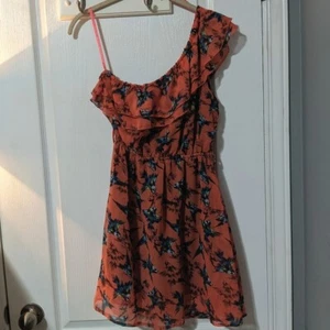 2/$35✨ Vintage Streetwear Society BlueBird Peach one-shoulder ruffle Dress Large - Picture 1 of 7