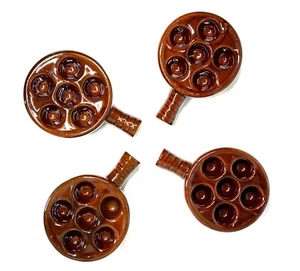Honey Brown Ceramic Escargo servers (4) - Picture 1 of 9