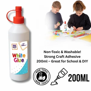 200ml weißer PVA Kleber Schule Basteln Kleber für Papier, Holz, Stoff ungiftig - Bild 1 von 5