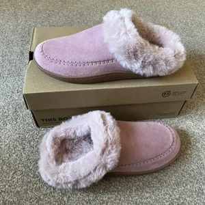 Clarks PILTON HOME Ladies Rose PINK Leather Suede Slippers UK Size 6 D /EUR 39.5 - Picture 1 of 13