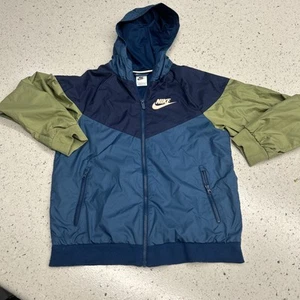 Nike NSW Windrunner Jacket DC0625 460 BLUE GREEN New Kids Size L LARGE - Picture 1 of 10