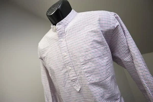 Brooks Brothers Regent 1/2 Button Dress Shirt Plaid Collarless Mens Size Large - Picture 1 of 9